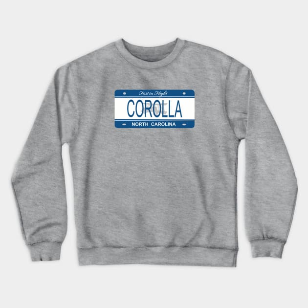 Corolla NC Lic Plate Crewneck Sweatshirt by Trent Tides